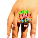 Anillo Ajustable 'Careta Diablada' 3D en Polimero de Micro-Modelado
