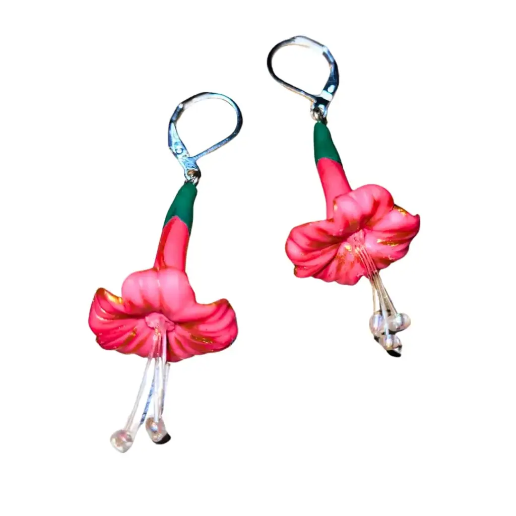 Aretes 'Flor de Cantuta' en Arcilla Polimérica