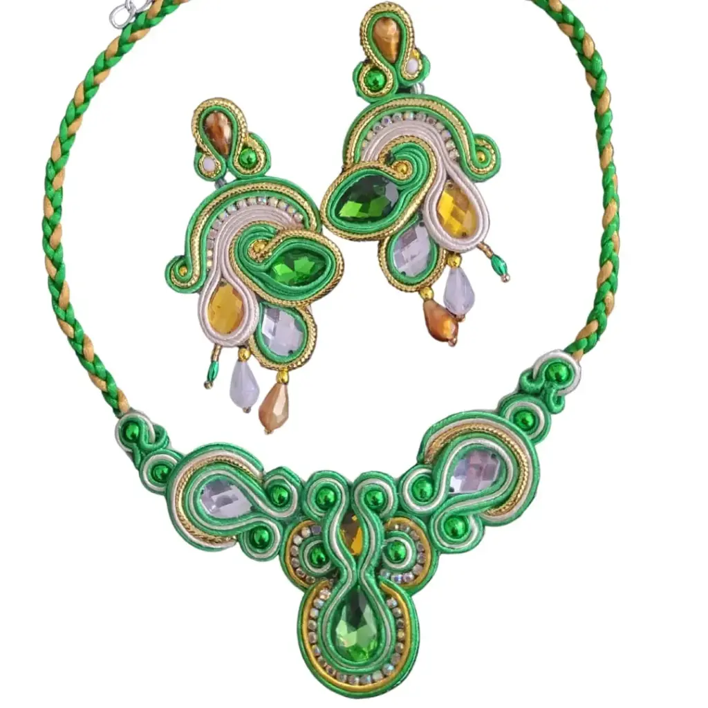 Juego Soutache 'Gala' con Arete 'Cascada de Cristal' (Set Variante)