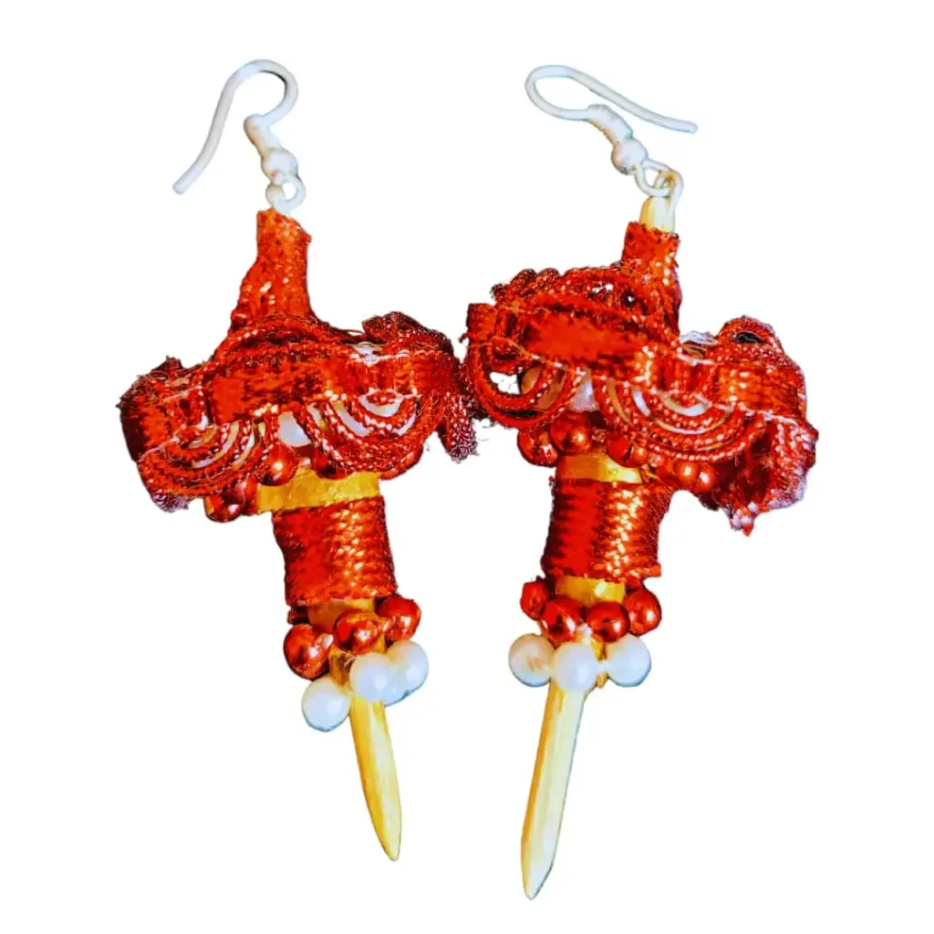 Aretes Artesanales 'Rueca de Kullawada' (Técnica Mixta)