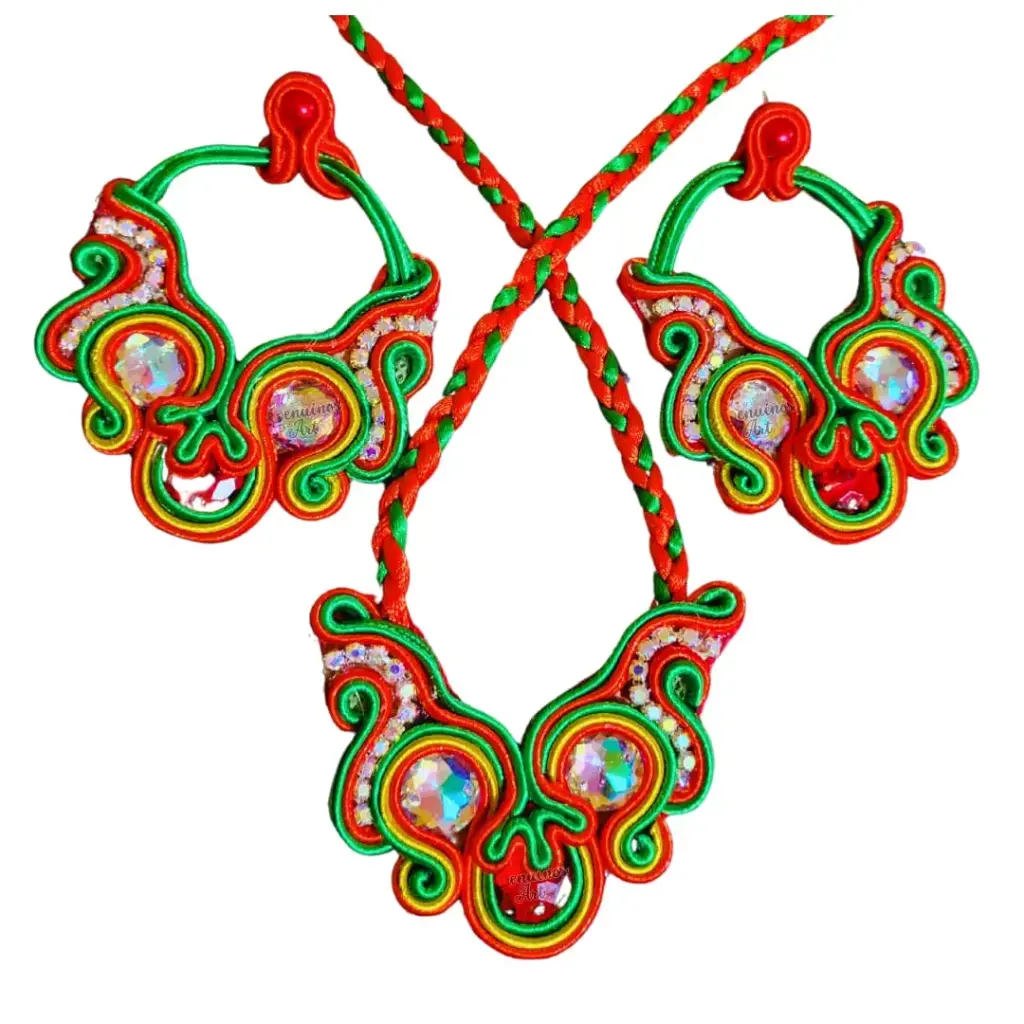 Juego Soutache 'Simetría Diablada' (Diseño Triple Careta)