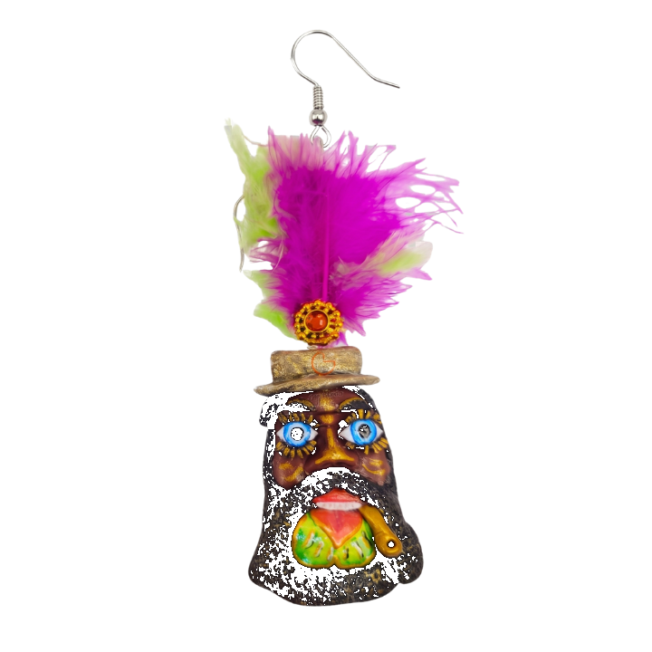 Aretes 'Careta de Moreno' 3D (Polimero de Micro-Modelado Pintada a Mano)