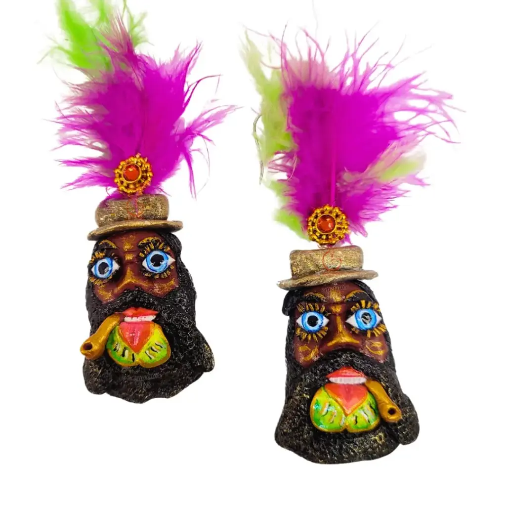 Aretes 'Careta de Moreno' 3D (FlexiResina Artesanal Pintada a Mano)