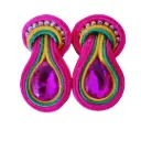 Aretes Perno Soutache 'Gota de Color' (Diseño Compacto)