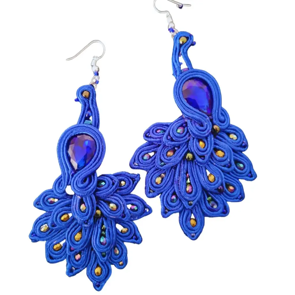 Aretes Soutache 'Pavo Real de Gala' (Diseño Premium de Filigrana)