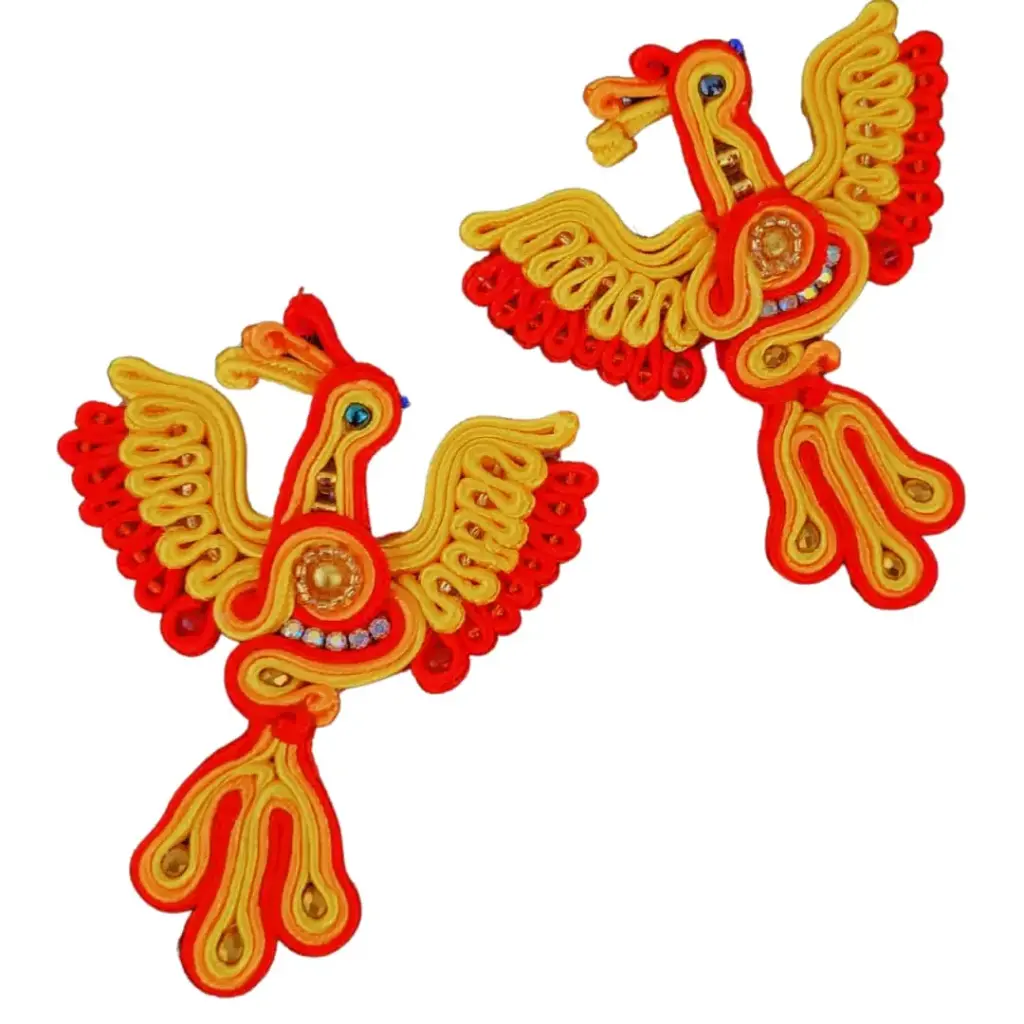 Aretes Soutache 'Ave Fénix' (Diseño Premium de Filigrana)