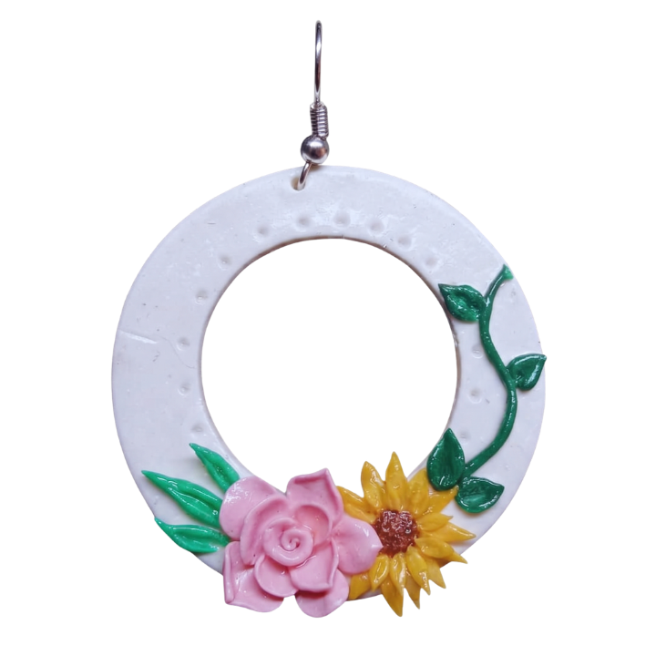 Aretes 'Jardín Secreto' (Aros con Flores 3D en Polimero de Micro-Modelado)