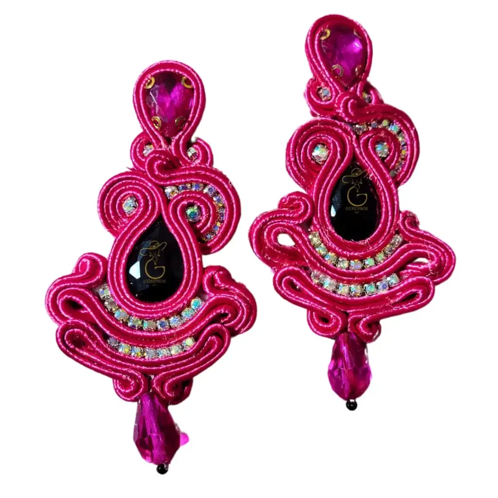 Aretes Soutache 'Gala Fucsia' (Diseño Premium de Filigrana)