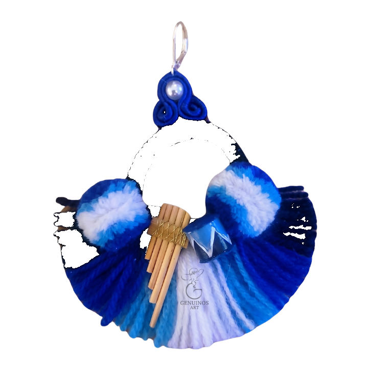 Aretes 'Abanico Sikuri' (Fusión Soutache, Lana y Siku)