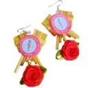 Aretes 'Sikuri de Gala' Personalizados (MDF, Siku y Rosa de Tela)