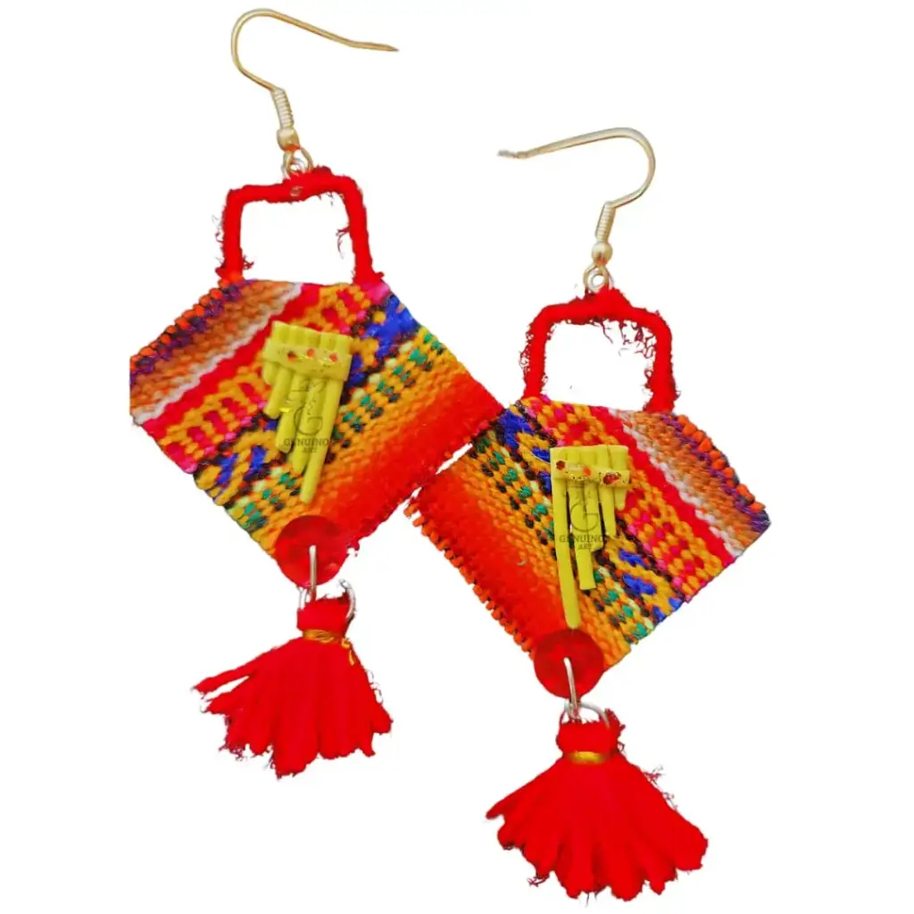 Aretes 'Rombo Sikuri' (Lliclla, Siku y Borla de Lana)