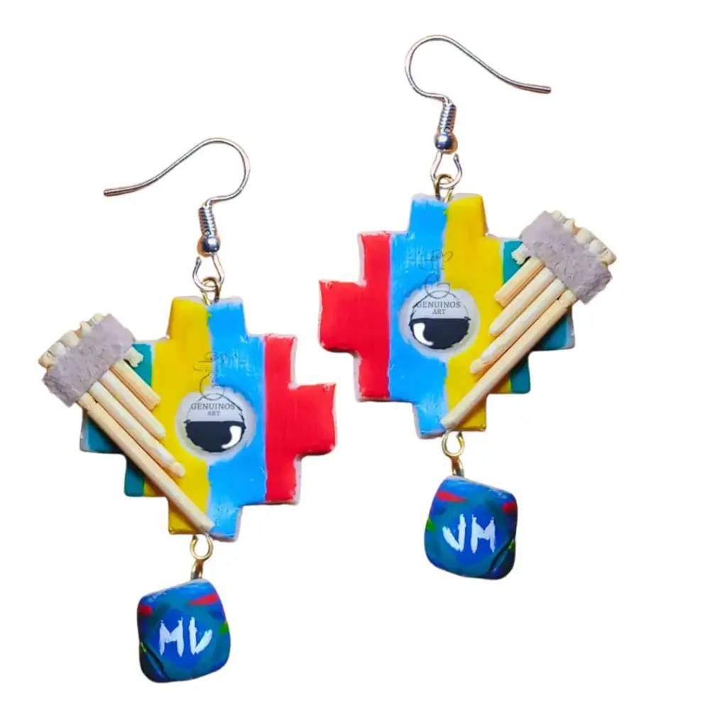 Aretes 'Chakana Sikuri' Personalizados (MDF, Siku y Dije)
