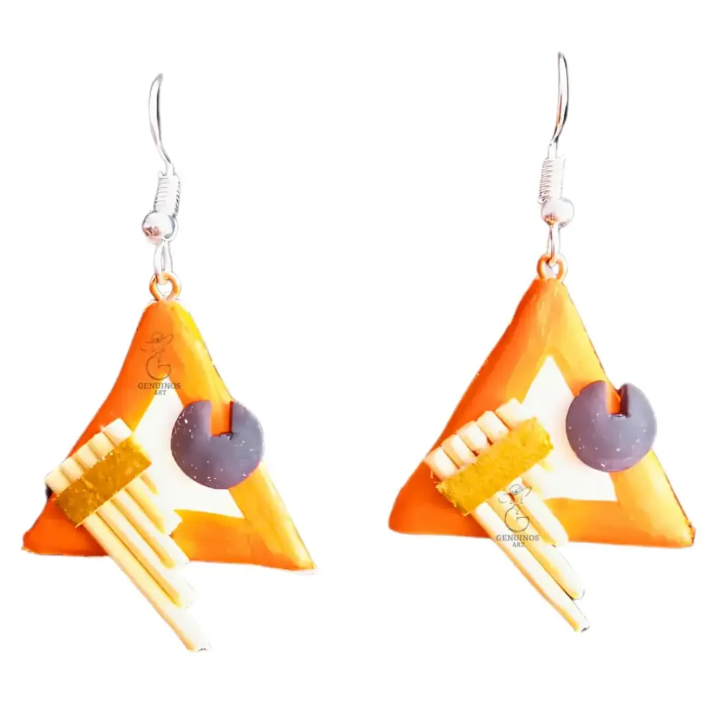 Aretes 'Sikuri Abstracto' (Siku y Bombo 3D)