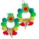 Aretes 'Fiesta Novoandina' (Fusión Soutache, Pompones y Borlas)