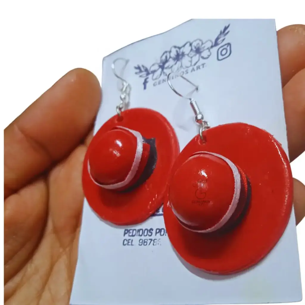 Aretes 'Sombrero de Gala' (Polimero de Micro-Modelado 3D)