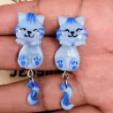 Aretes 'Gatito 3D' (Polímero de Micro-modelado, Dos Piezas)