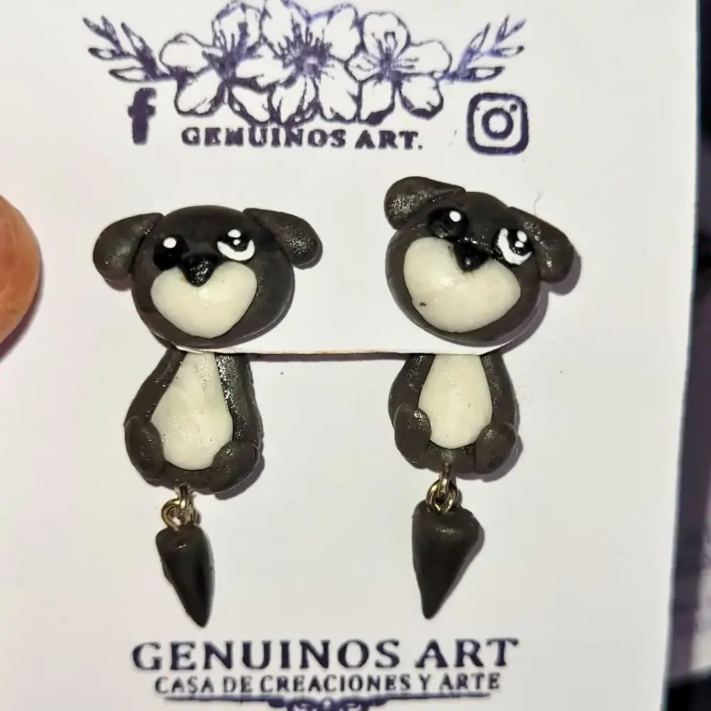 Aretes 'Perrito 3D' (Polímero de Micro-modelado, Dos Piezas)