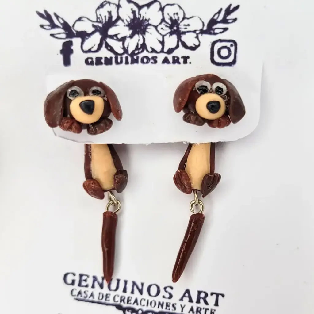 Aretes 'Perrito Salchicha' 3D (Polímero de Micro-modelado)