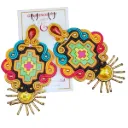 Maxi Arete Artesanal Soutache - Diseño "Chakana" Multicolor con Cristales