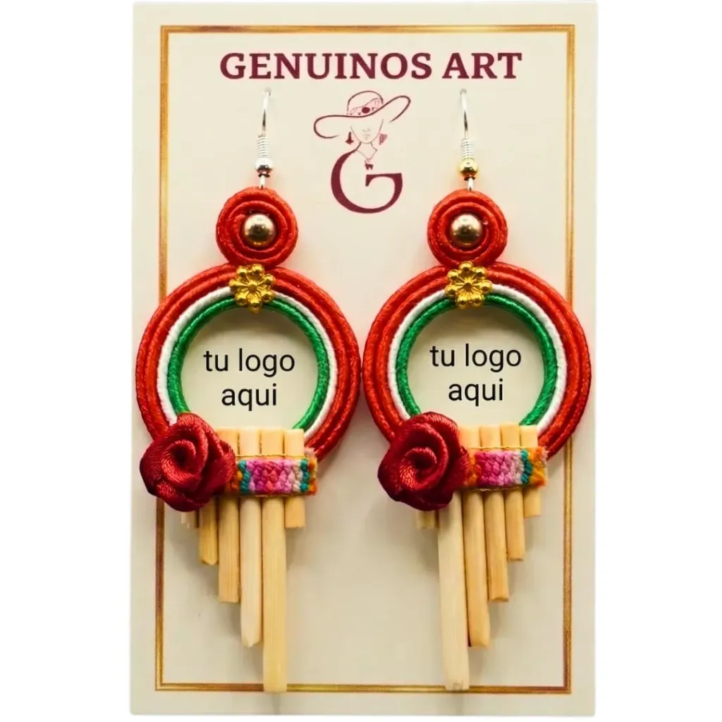 Pendientes Artesanales Andinos de Soutache y Chillihua | Personaliza tu Logo y Colores